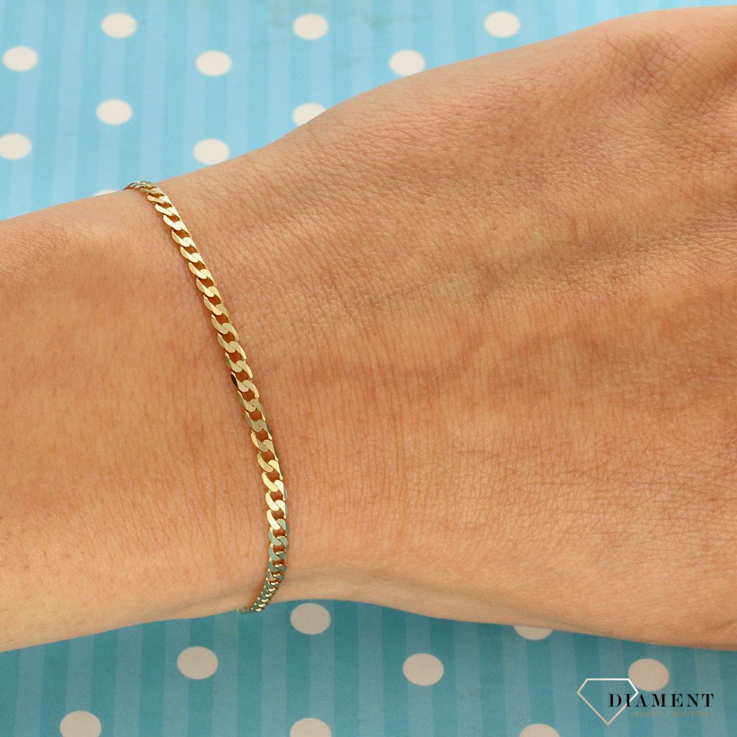 Złoto bransoletka 585 o splocie pancerki 3 mm DIA-BRA-1125-585 3mm (1).jpg